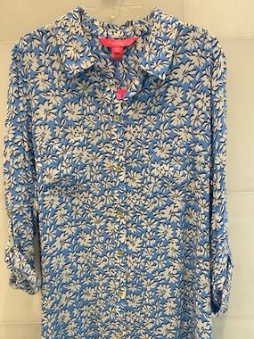SALE! Lilly Pulitzer NWT sz S Blue & white  Floral Button-Up Tunic Dress